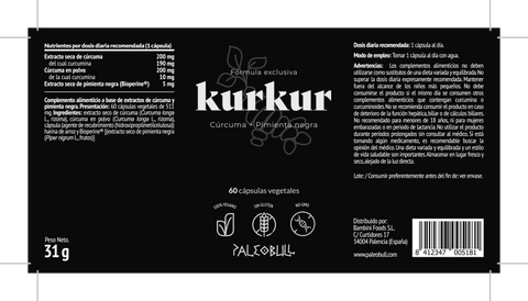 Kurkur con Cúrcuma, Bioperine®