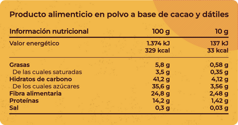 Dakaw: Cacao con dátil en polvo